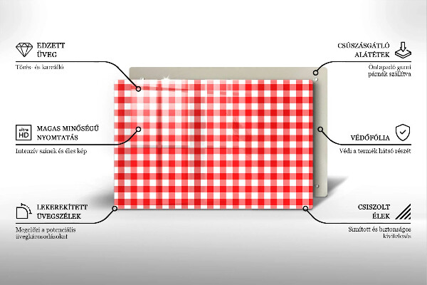 Cubre encimera Patrón de cuadros rojos y blancos