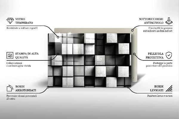Cubre vitrocerámica Cuadrados abstractos 3d