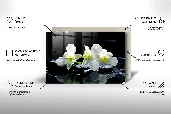 Cubre vitrocerámica Flores blancas en agua zen