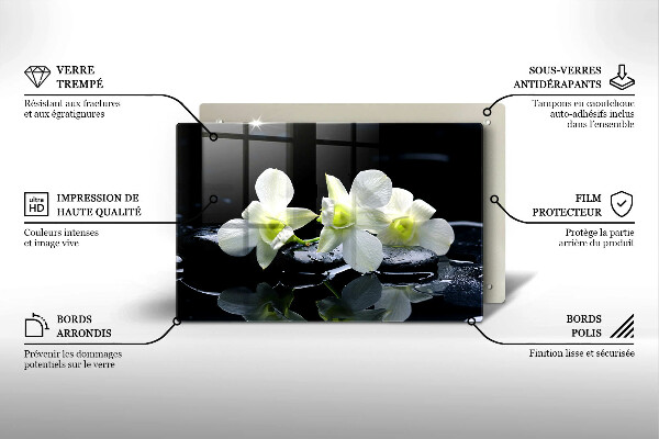 Cubre vitrocerámica Flores blancas en agua zen