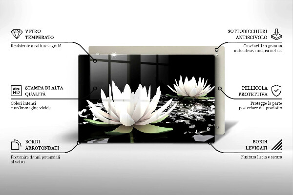 Cubre vitrocerámica Lirios blancos en el agua