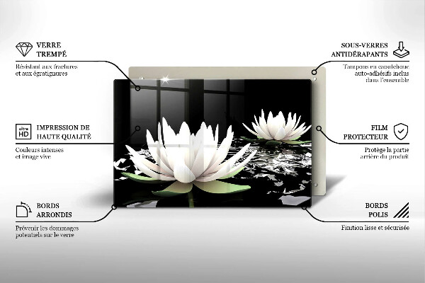 Cubre vitrocerámica Lirios blancos en el agua