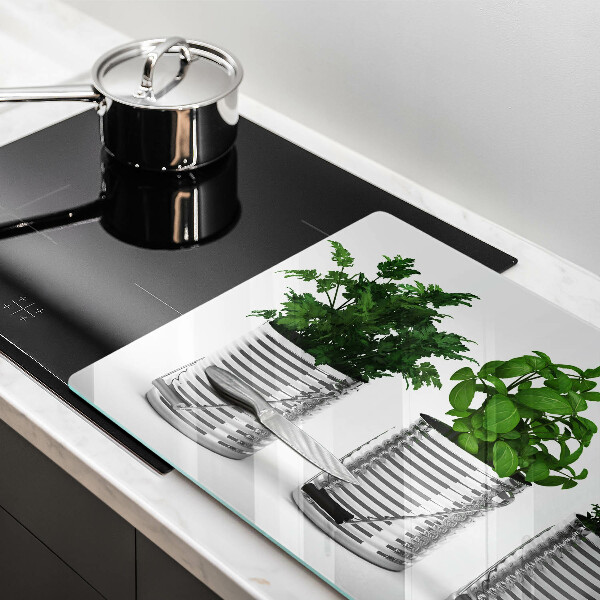 Cubre vitrocerámica Macetas con plantas herbáceas