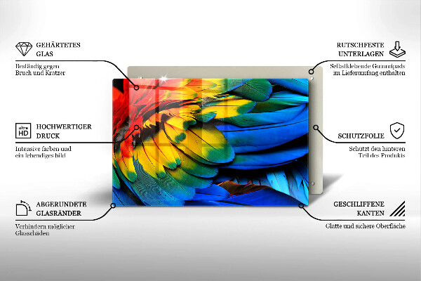 Cubre vitrocerámica Plumas de loro de colores
