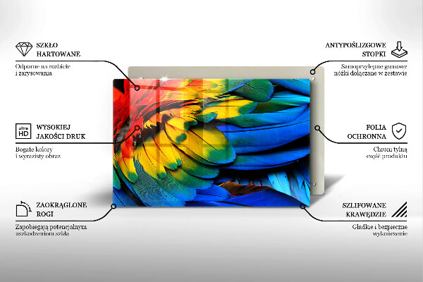 Cubre vitrocerámica Plumas de loro de colores