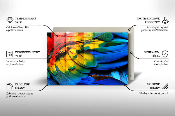 Cubre vitrocerámica Plumas de loro de colores