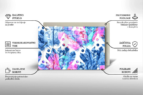 Protector placa inducción Ilustración boho de plumas