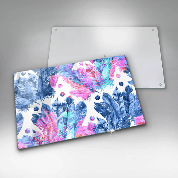 Protector placa inducción Ilustración boho de plumas