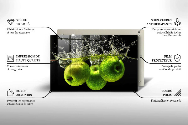 Cubre vitrocerámica Manzanas verdes y agua