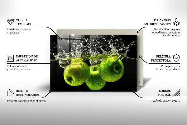 Cubre vitrocerámica Manzanas verdes y agua