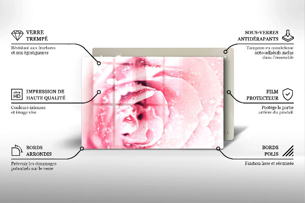 Cubre vitrocerámica Gotas de rocío y flor de rosa