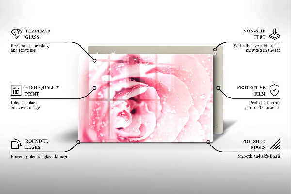 Cubre vitrocerámica Gotas de rocío y flor de rosa