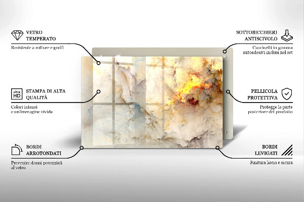 Protector placa inducción Textura de mármol con oro