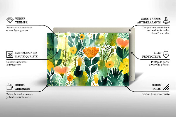 Protector placa inducción Flores pintadas