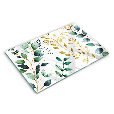 Protector placa inducción Hojas verdes y doradas