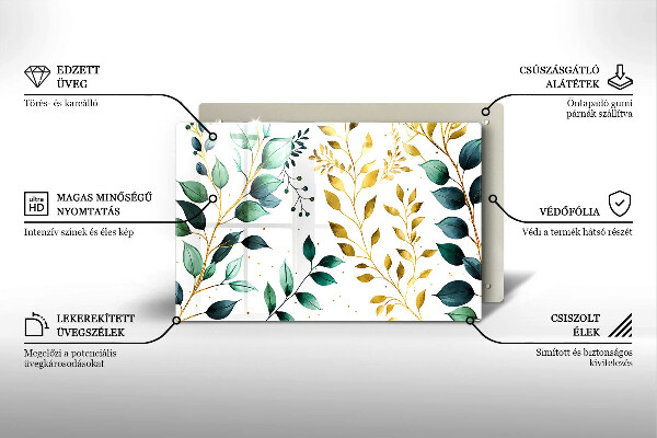 Protector placa inducción Hojas verdes y doradas