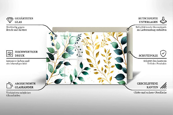 Protector placa inducción Hojas verdes y doradas