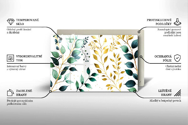 Protector placa inducción Hojas verdes y doradas