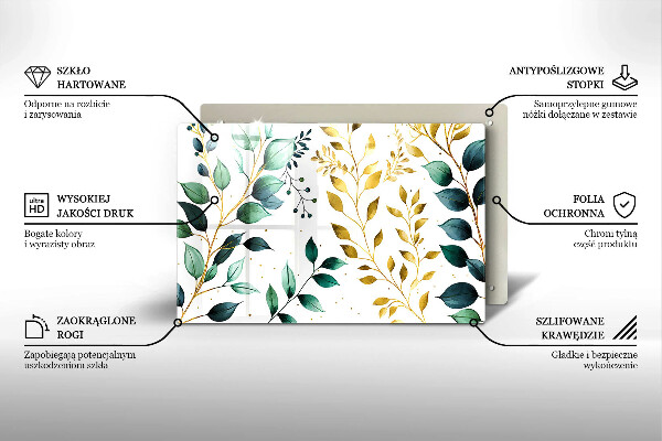 Protector placa inducción Hojas verdes y doradas