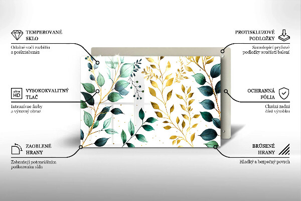 Protector placa inducción Hojas verdes y doradas