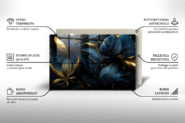 Protector placa inducción Hojas decorativas con oro