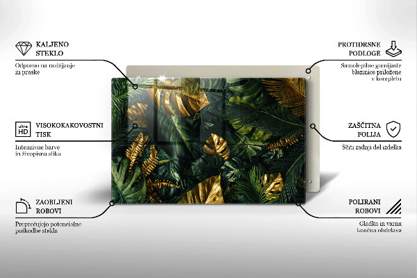 Cubre vitrocerámica Hojas de monstera dorada