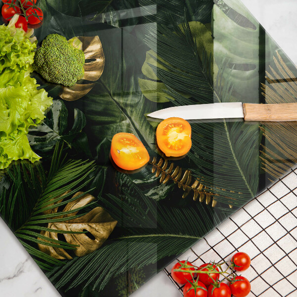 Cubre vitrocerámica Hojas de monstera dorada