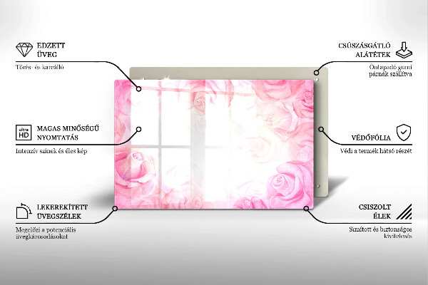 Cubre vitrocerámica Fondo de rosas delicadas