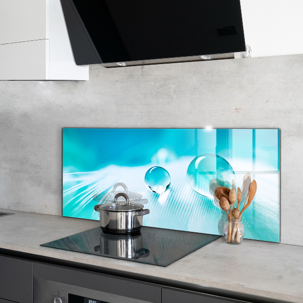 Paneles de vidrio para la cocina Rocío sobre una pluma delicada