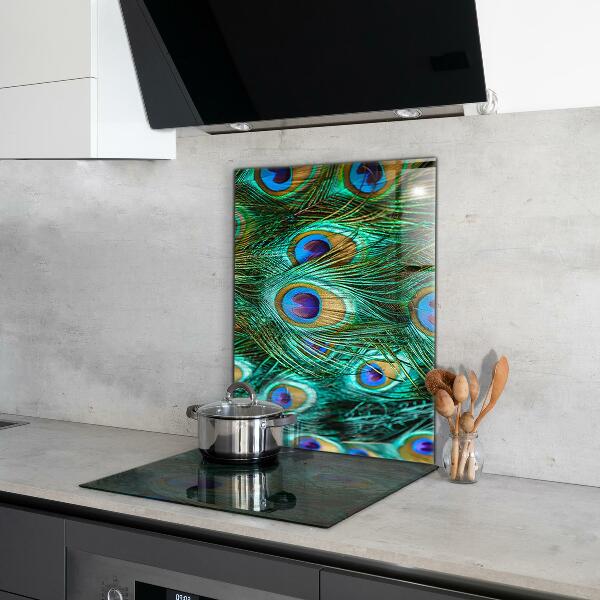 Paneles de vidrio para la cocina Plumas de pavo real hermosa naturaleza