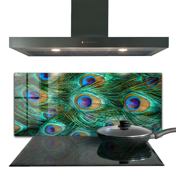 Paneles de vidrio para la cocina Plumas de pavo real hermosa naturaleza