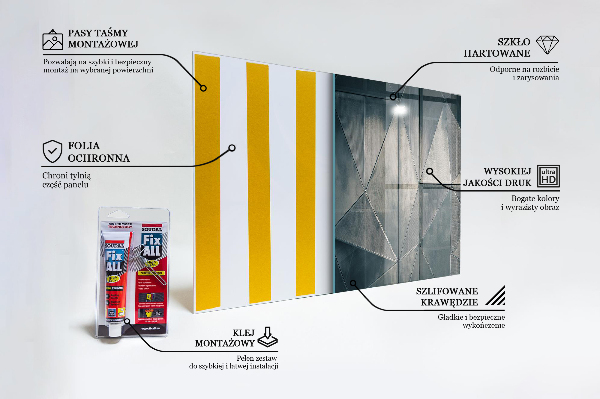 Paneles de vidrio para la cocina Triángulos abstractos de metal