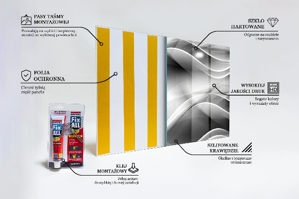 Paneles de vidrio para la cocina Energía abstracta de onda gris