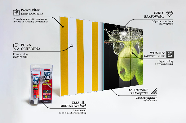 Paneles de pared Manzanas verdes en agua