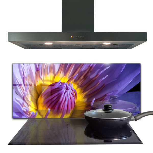 Paneles de vidrio para la cocina Detalles de la flor morada