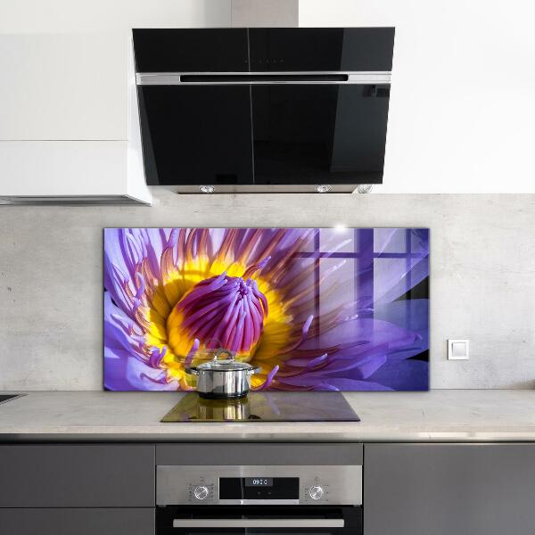 Paneles de vidrio para la cocina Detalles de la flor morada