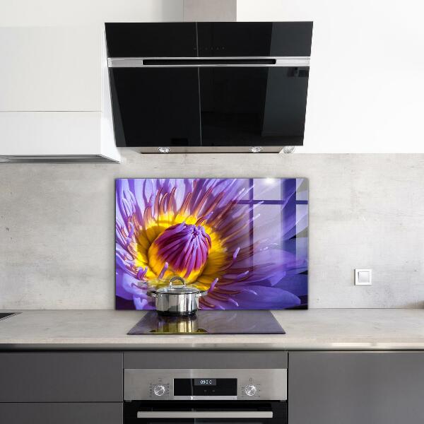 Paneles de vidrio para la cocina Detalles de la flor morada