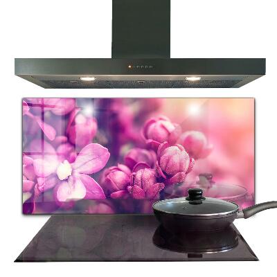 Paneles de vidrio para la cocina Belleza natural de los lirios rosados