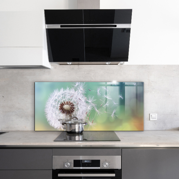 Paneles de vidrio para la cocina Diente de león diente de león en el viento