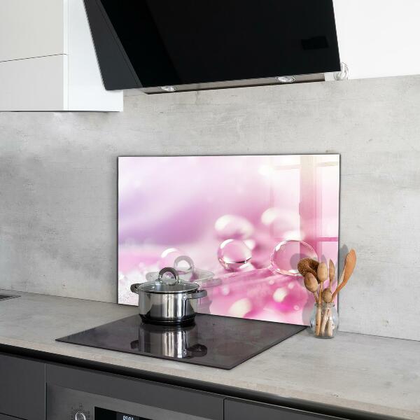 Paneles de vidrio para la cocina Gotas de rocío sobre una flor rosa