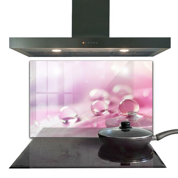 Paneles de vidrio para la cocina Gotas de rocío sobre una flor rosa