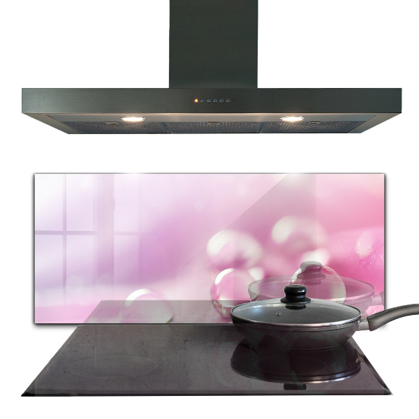 Paneles de vidrio para la cocina Gotas de rocío sobre una flor rosa