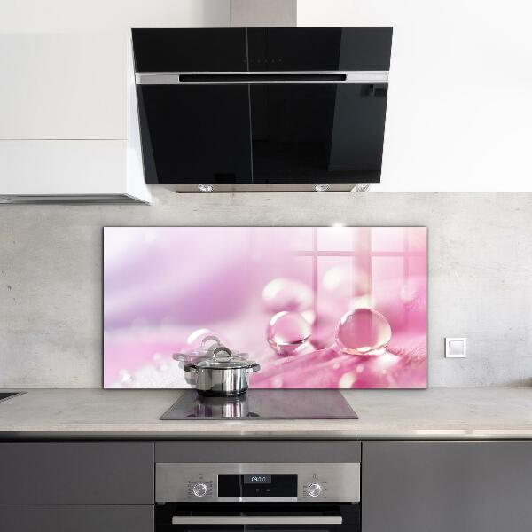 Paneles de vidrio para la cocina Gotas de rocío sobre una flor rosa