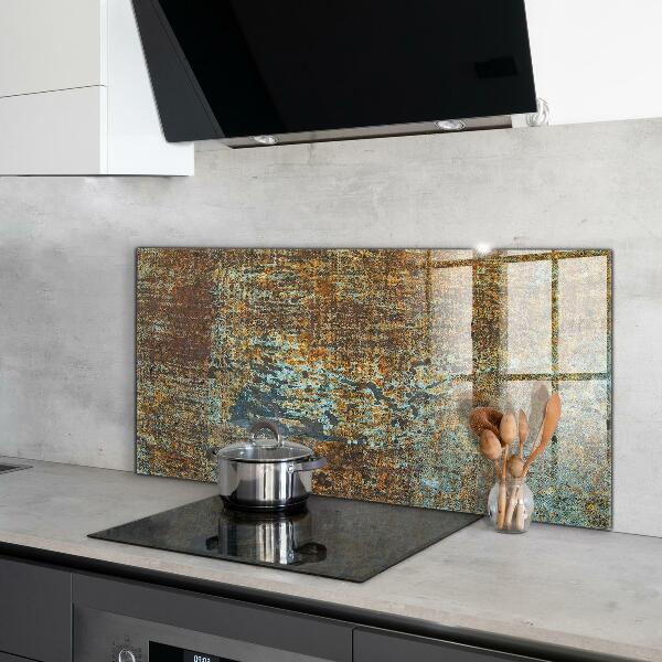 Paneles de vidrio para la cocina Textura de metal viejo