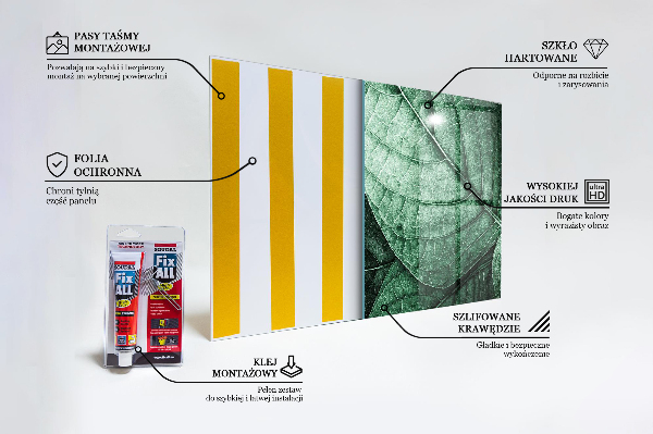 Paneles de vidrio para la cocina Detalles de la hoja verde