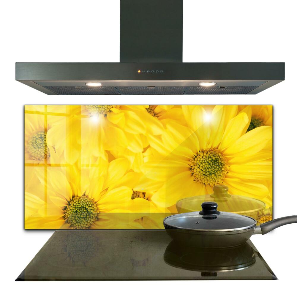 Paneles de vidrio para la cocina Flores amarillas de verano