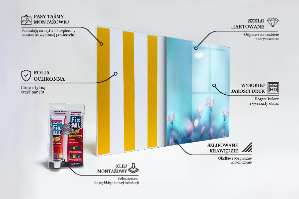 Paneles de vidrio para la cocina Flores detrás de la niebla de la mañana