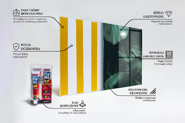 Paneles de vidrio para la cocina Hojas de color verde oscuro