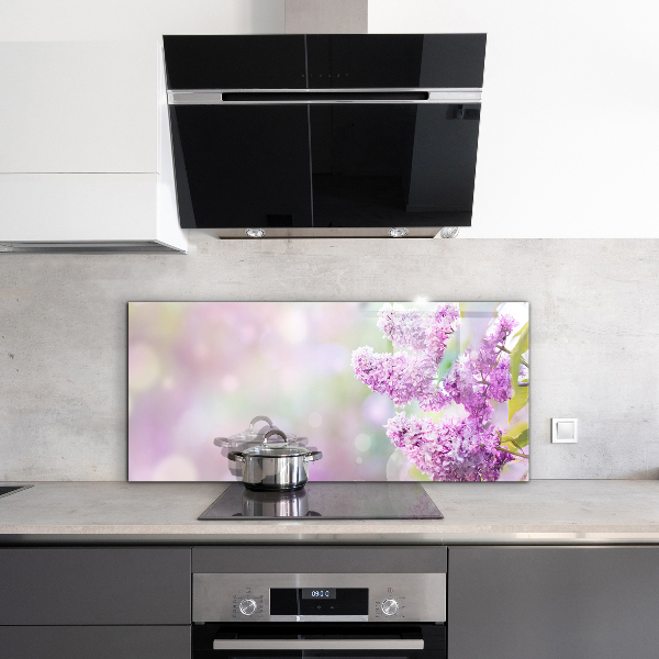 Paneles de vidrio para la cocina Verano lila floreciente en el jardín