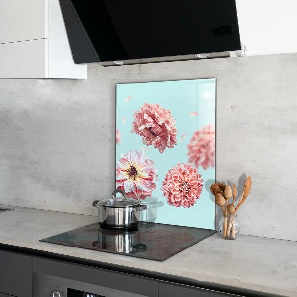 Paneles de vidrio para la cocina Composición de flores en vuelo.